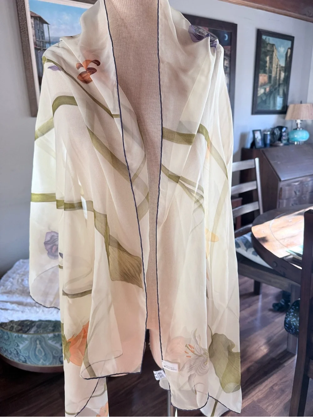 Salvatore Ferragamo Cream and Yellow Silk Scarf